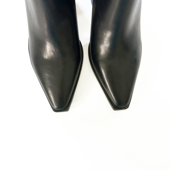 Steve Madden Black Leather Snip Toe Western Heeled Boots Booties Womens 10 New - Picture 3 of 10